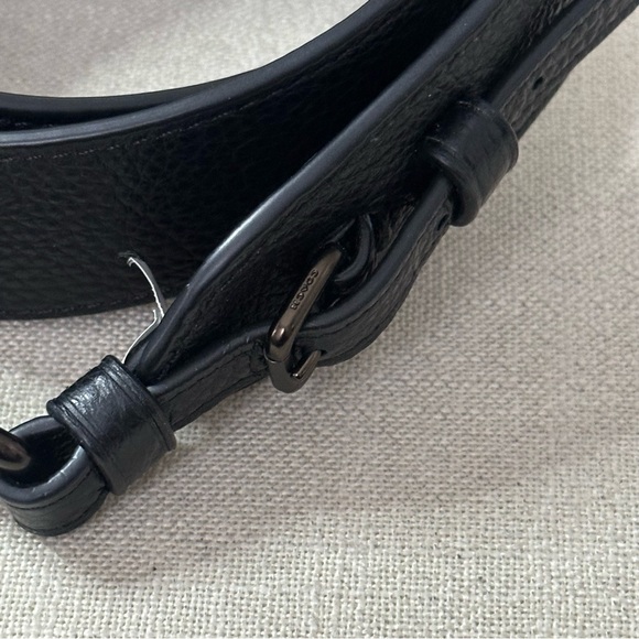 Coach Thick Pebbled Leather Guitar Strap Black Gunmetal Copper - Picture 4 of 11